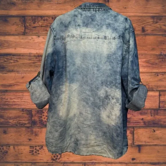 Denim Button Down Shirt - Blue - Picture 2 of 4